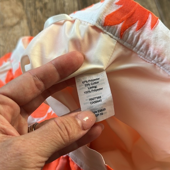 J. Crew Floral Flounce Pleated A-Line Knee-Length Skirt Preppy Neon Orange 6 - Picture 4 of 5